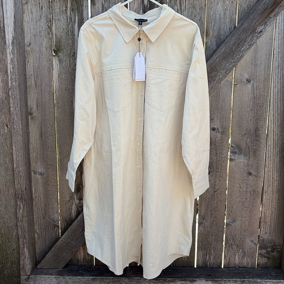 NWT Universal Standard Chill Stretch Cotton Twill Bone White Shirtdress Size 18 - Picture 1 of 14